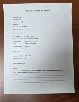 Part Number: MACHINE-311-2633     for Caterpillar 311  